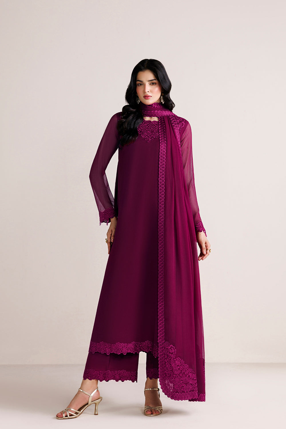 Farasha | Chiffon Essentials 26 | Rouge Divine - by Libasekhas UK - Registered Vendor of : Farasha - 100% Original Designer Dress