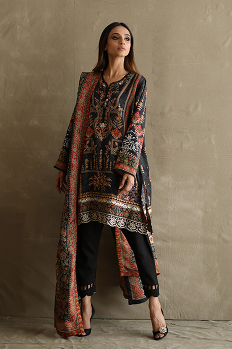 Mina Hasan | Signature Pret | Baroque In Black - by Libasekhas - Registered Vendor of : Mina Hasan - 100% Original Designer Dress