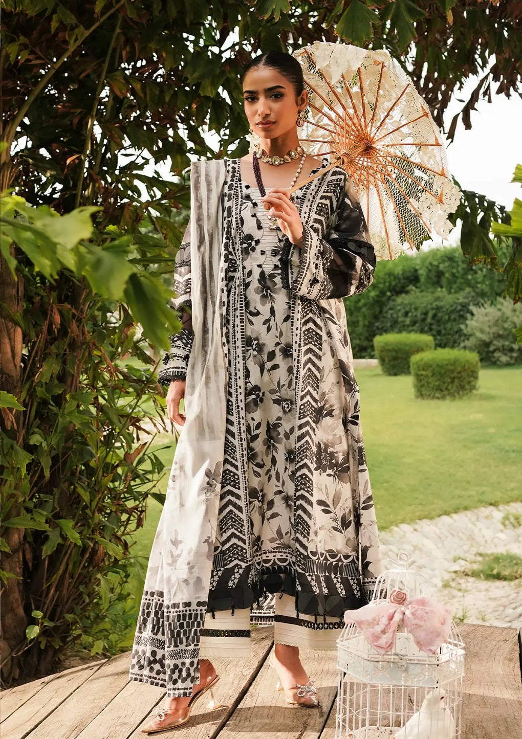 Elaf Premium | Printed Collection 24 | EEP-07B - Black Blossom - by - Libasekhas UK - Registered Vendor of : Elaf Premium - 100% Original Designer Dresss
