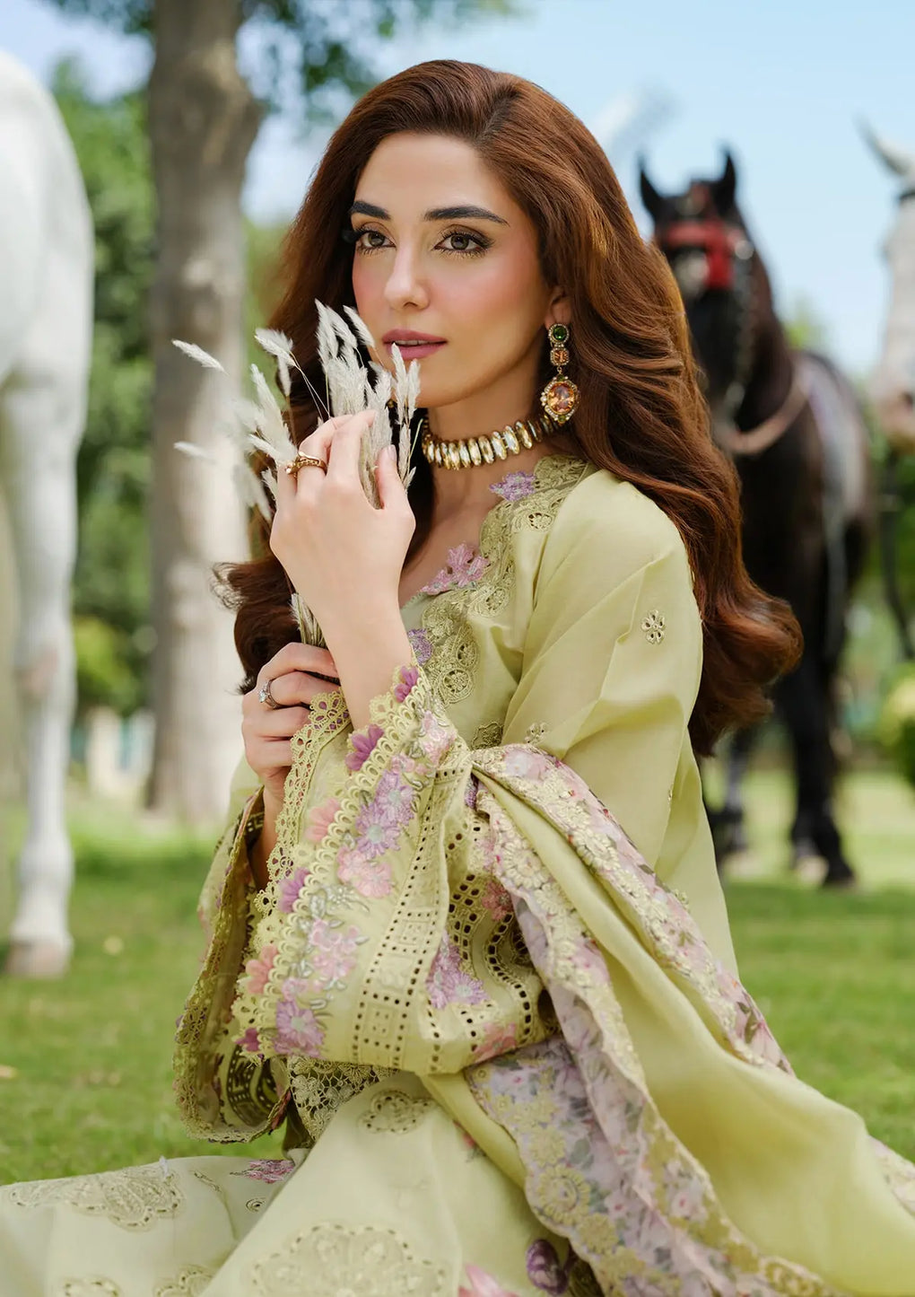 Elaf Premium | Luxury Lawn 25 | ELH-1A PISTACIA - by - Libasekhas UK - Registered Vendor of : Elaf Premium - 100% Original Designer Dresss