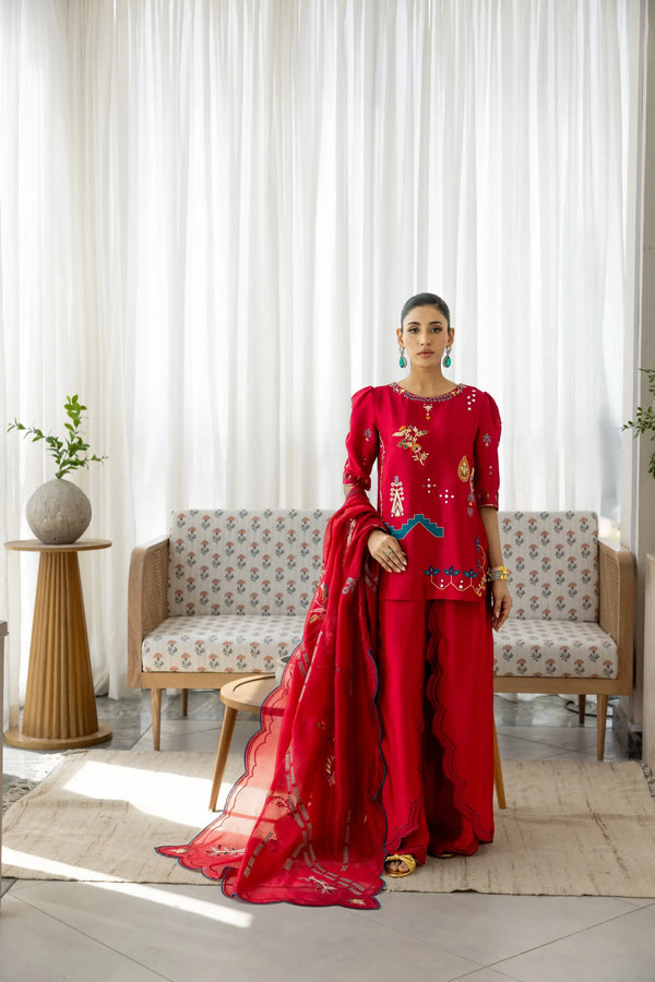 Wahaj M Khan | Sanam Luxe | Cherry Rouge Sanam - by Libasekhas UK - Registered Vendor of : Wahaj M Khan - 100% Original Designer Dress