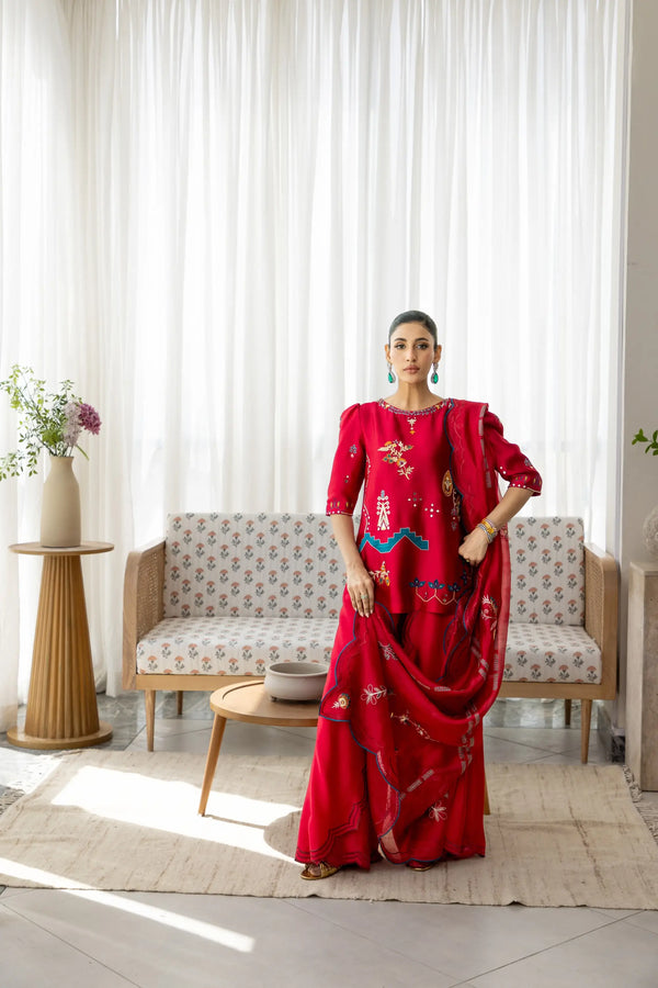 Wahaj M Khan | Sanam Luxe | Cherry Rouge Sanam - by Libasekhas UK - Registered Vendor of : Wahaj M Khan - 100% Original Designer Dress