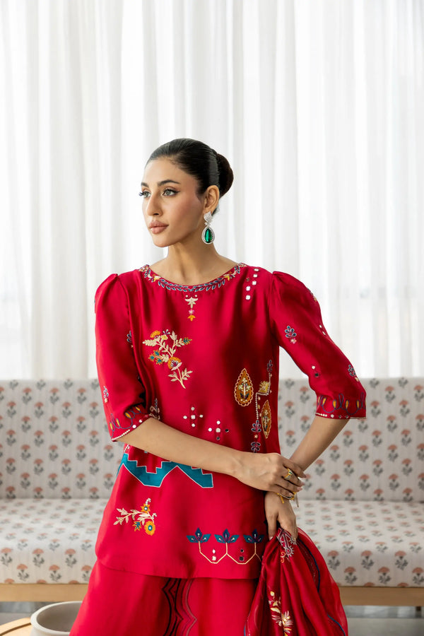 Wahaj M Khan | Sanam Luxe | Cherry Rouge Sanam - by Libasekhas UK - Registered Vendor of : Wahaj M Khan - 100% Original Designer Dress