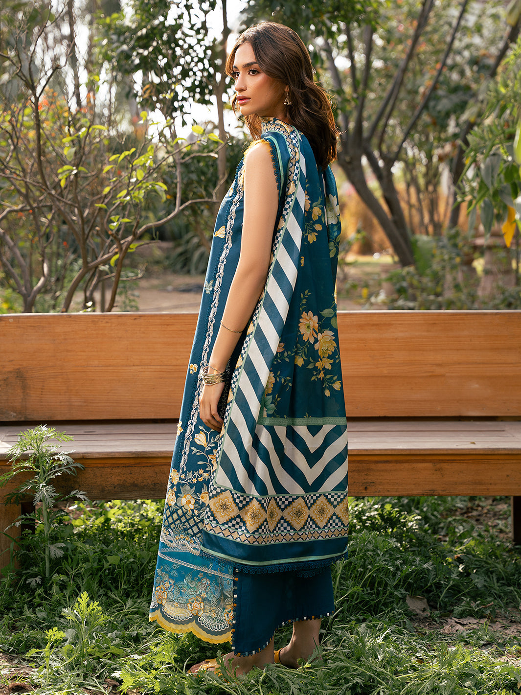 Bin Ilyas | Hazel Printed Lawn 25 | 2077 - B - by - Libasekhas UK - Registered Vendor of : Bin Ilyas - 100% Original Designer Dresss