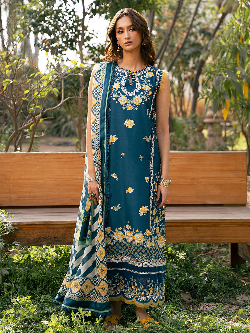 Bin Ilyas | Hazel Printed Lawn 25 | 2077 - B - by - Libasekhas UK - Registered Vendor of : Bin Ilyas - 100% Original Designer Dresss