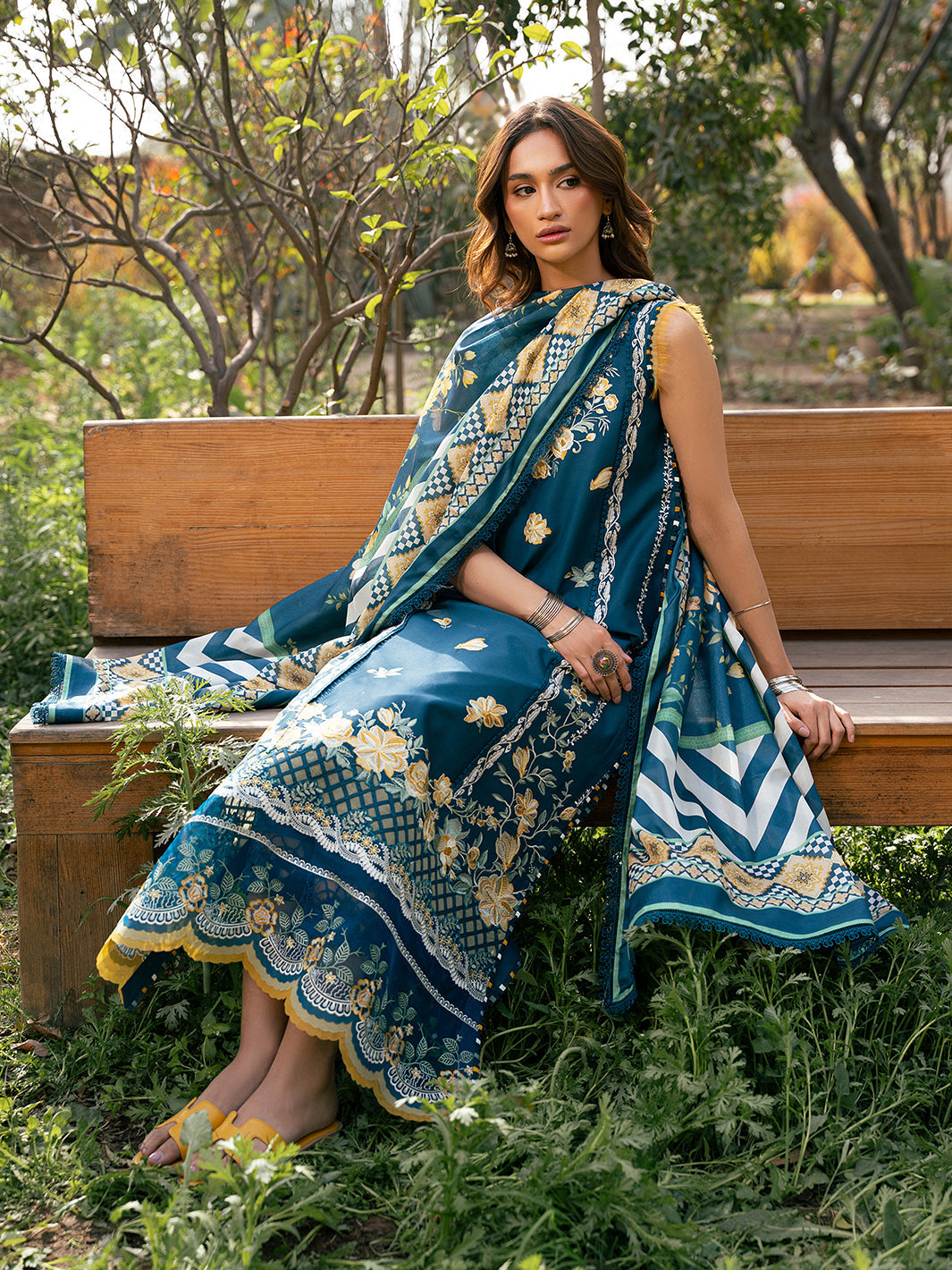Bin Ilyas | Hazel Printed Lawn 25 | 2077 - B - by - Libasekhas UK - Registered Vendor of : Bin Ilyas - 100% Original Designer Dresss