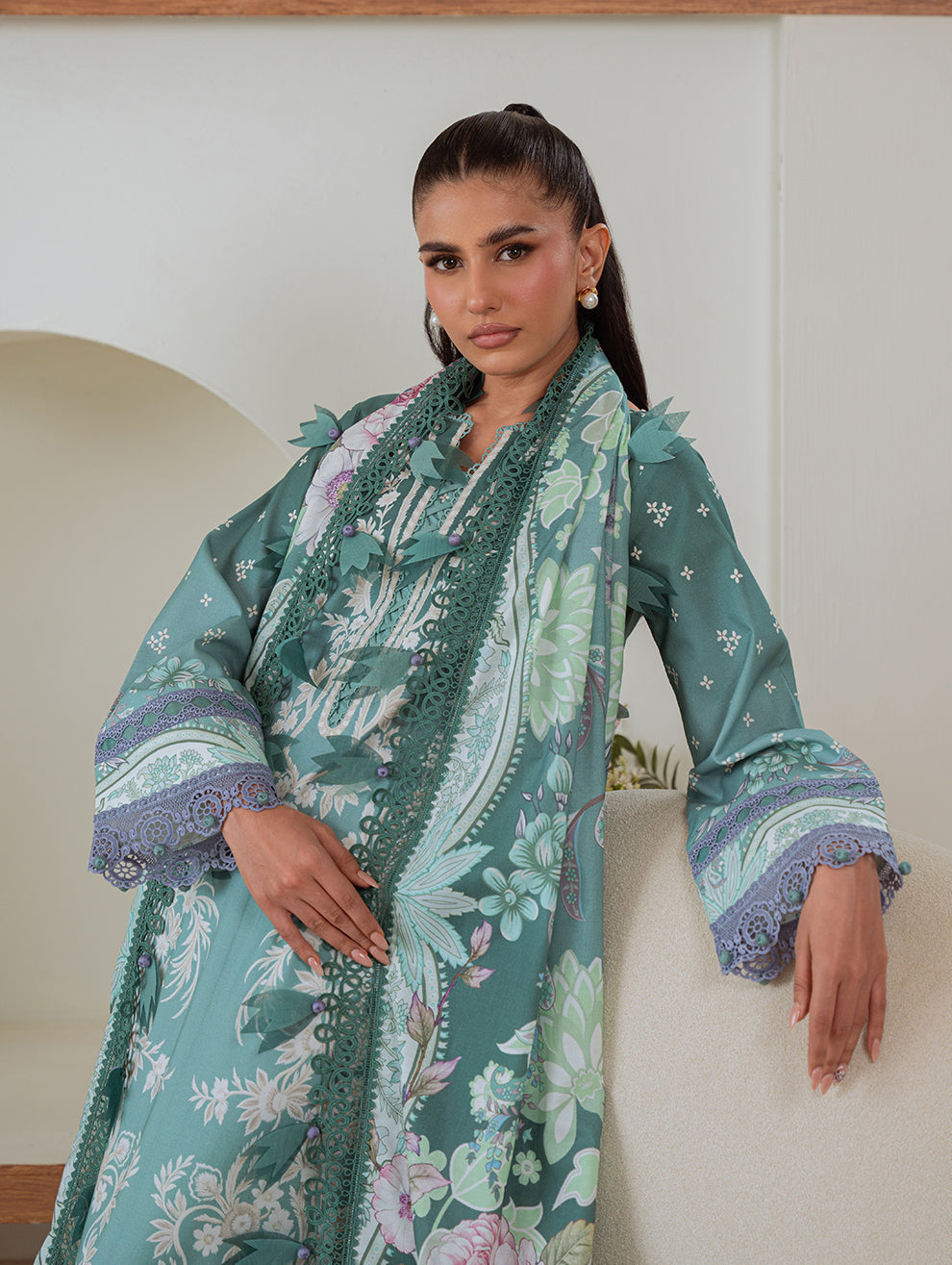 Jade | Cambric 25 | URBANE CAMBRIC PRINTS 2025 K - by Libasekhas UK - Registered Vendor of : Jade - 100% Original Designer Dress