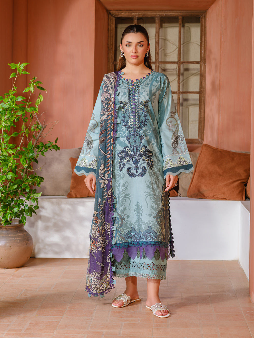 Jade | Cambric 25 | URBANE EMBROIDERED CAMBRIC 25 PG - by Libasekhas UK - Registered Vendor of : Jade - 100% Original Designer Dress