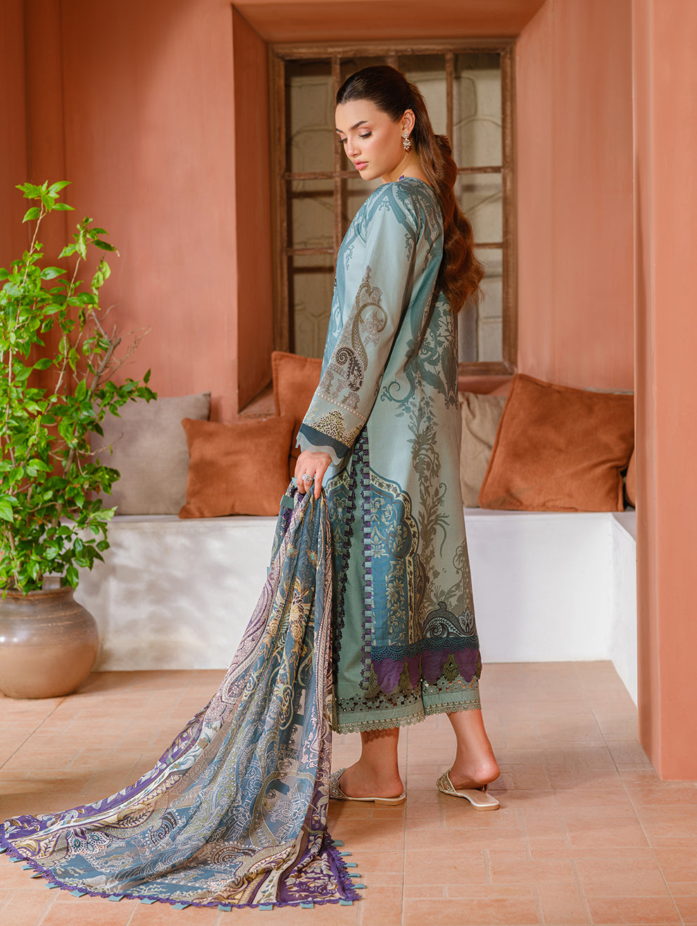 Jade | Cambric 25 | URBANE EMBROIDERED CAMBRIC 25 PG - by Libasekhas UK - Registered Vendor of : Jade - 100% Original Designer Dress
