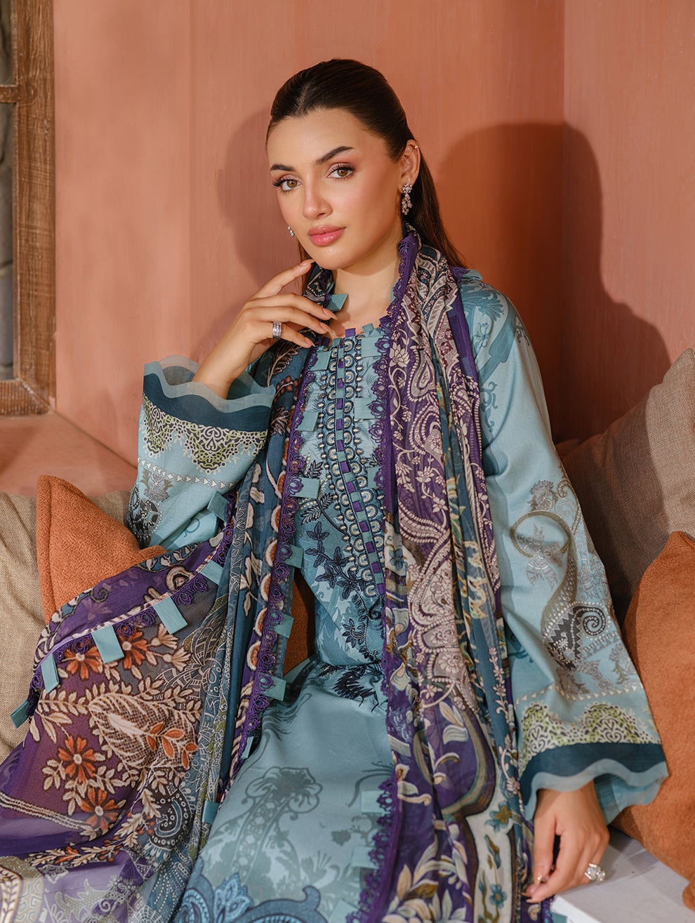 Jade | Cambric 25 | URBANE EMBROIDERED CAMBRIC 25 PG - by Libasekhas UK - Registered Vendor of : Jade - 100% Original Designer Dress