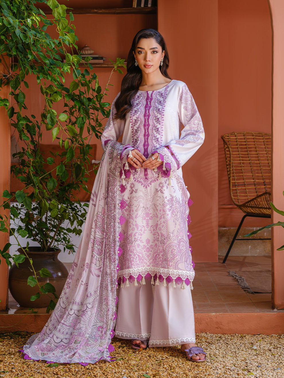 Jade | Cambric 25 | URBANE EMBROIDERED CAMBRIC 25 PNK - by Libasekhas UK - Registered Vendor of : Jade - 100% Original Designer Dress