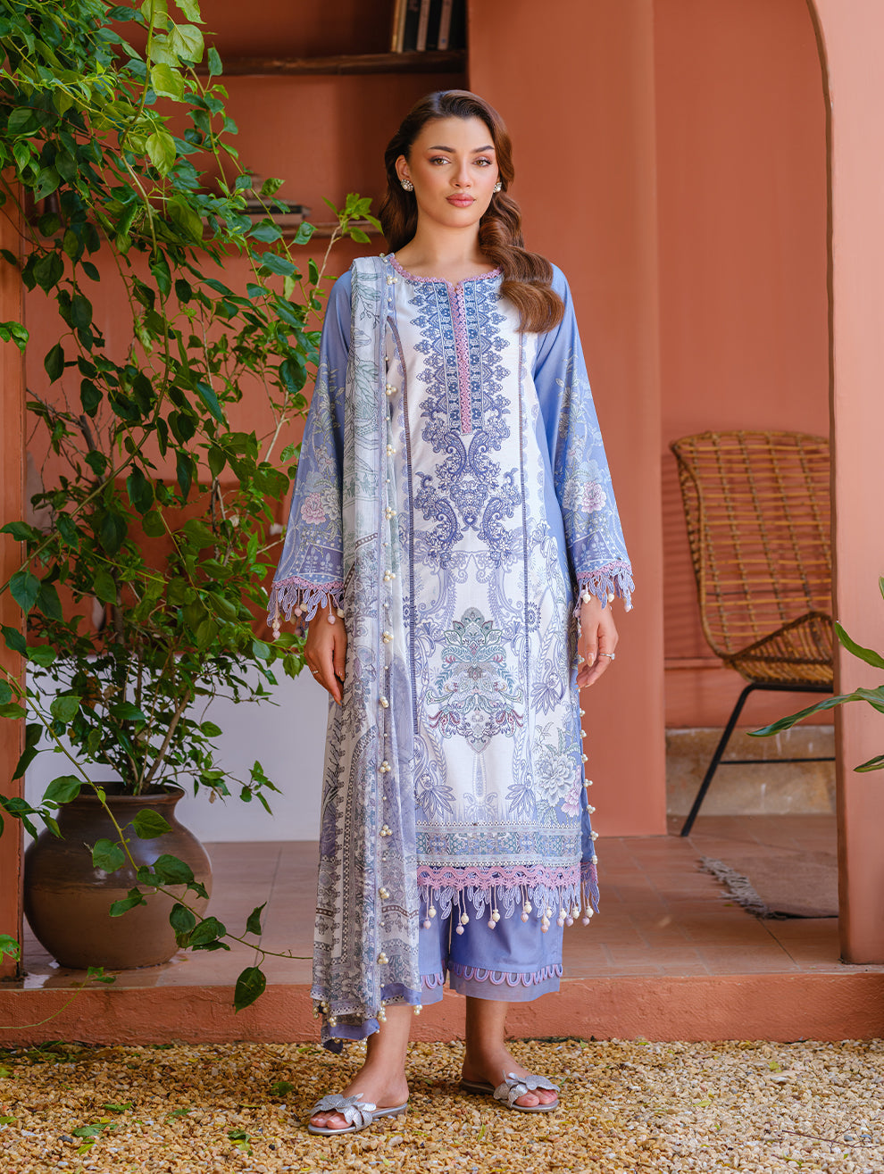 Jade | Cambric 25 | URBANE EMBROIDERED CAMBRIC 25 LB - by Libasekhas UK - Registered Vendor of : Jade - 100% Original Designer Dress