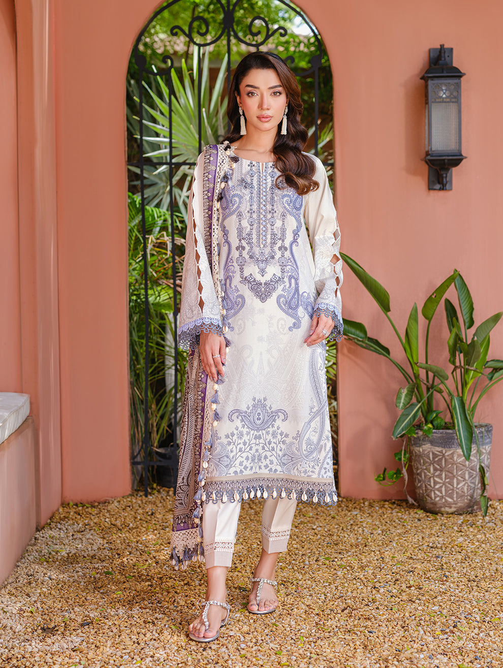 Jade | Cambric 25 | URBANE EMBROIDERED CAMBRIC 25 IV - by Libasekhas UK - Registered Vendor of : Jade - 100% Original Designer Dress