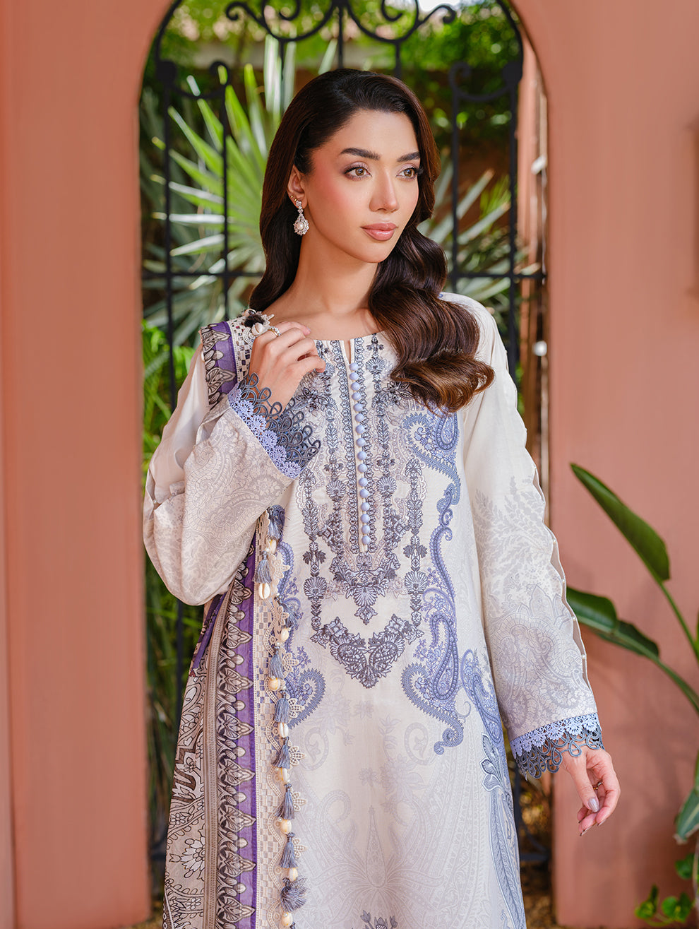 Jade | Cambric 25 | URBANE EMBROIDERED CAMBRIC 25 IV - by Libasekhas UK - Registered Vendor of : Jade - 100% Original Designer Dress