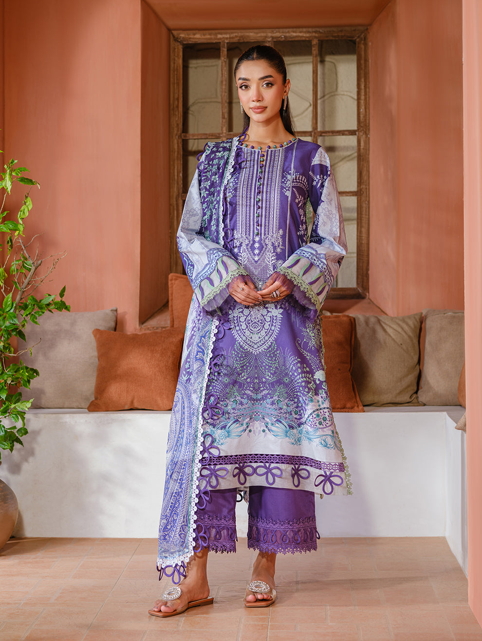 Jade | Cambric 25 | URBANE EMBROIDERED CAMBRIC 25 P - by Libasekhas UK - Registered Vendor of : Jade - 100% Original Designer Dress