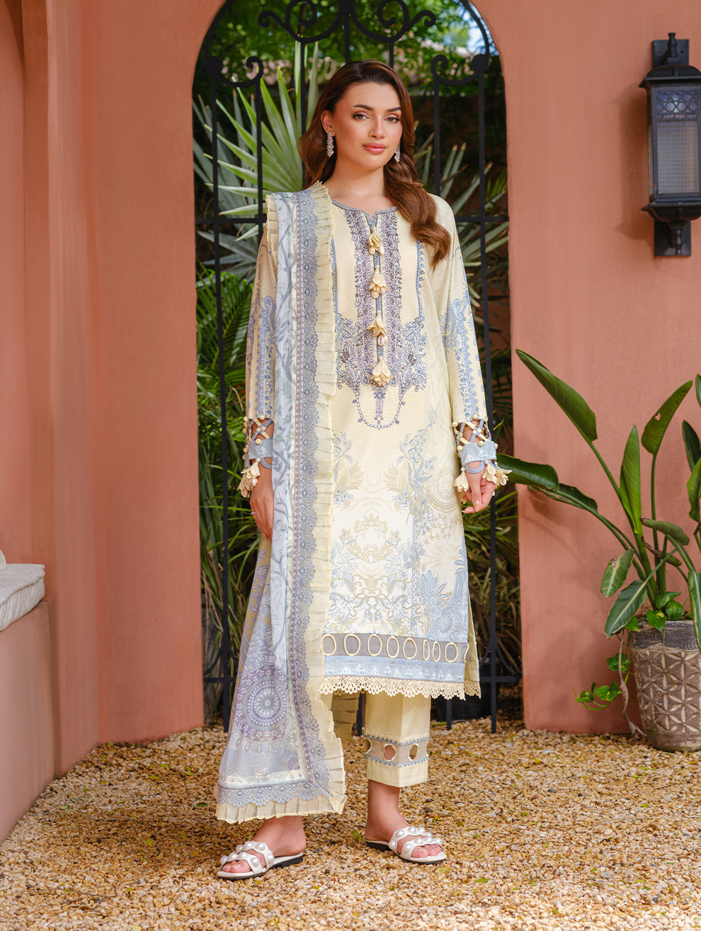 Jade | Cambric 25 | URBANE EMBROIDERED CAMBRIC 25 T - by Libasekhas UK - Registered Vendor of : Jade - 100% Original Designer Dress