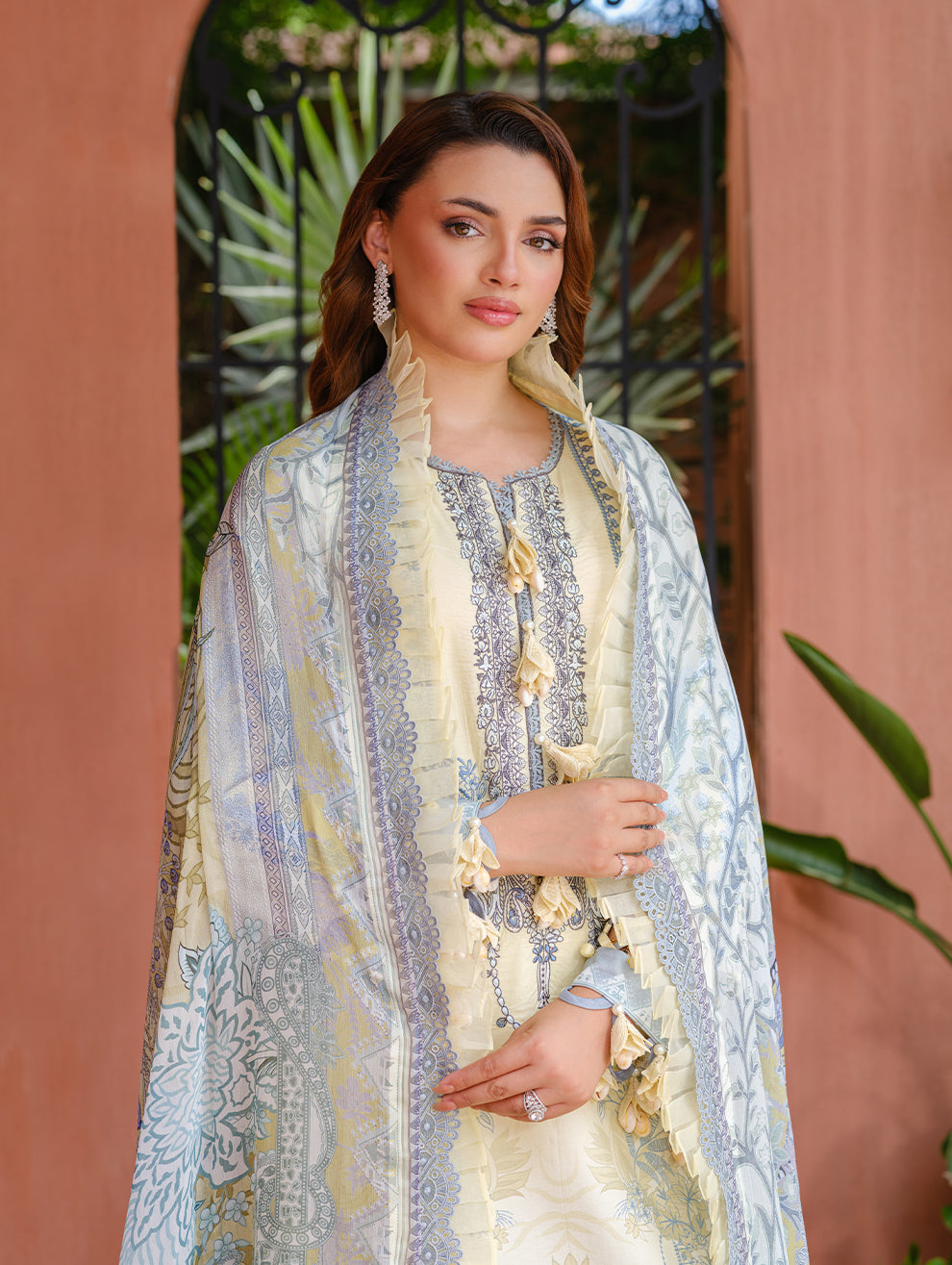 Jade | Cambric 25 | URBANE EMBROIDERED CAMBRIC 25 T - by Libasekhas UK - Registered Vendor of : Jade - 100% Original Designer Dress
