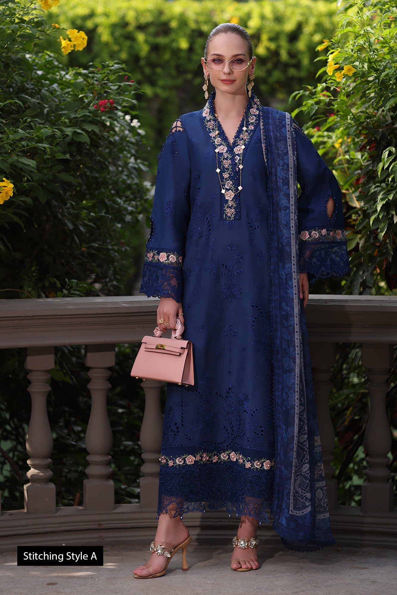 Noor by Saadia Asad | Eid Luxury Schiffli Laserkari 25 | D10- Royal Blue - by - Libasekhas UK - Registered Vendor of : Noor by Saadia Asad - 100% Original Designer Dresss