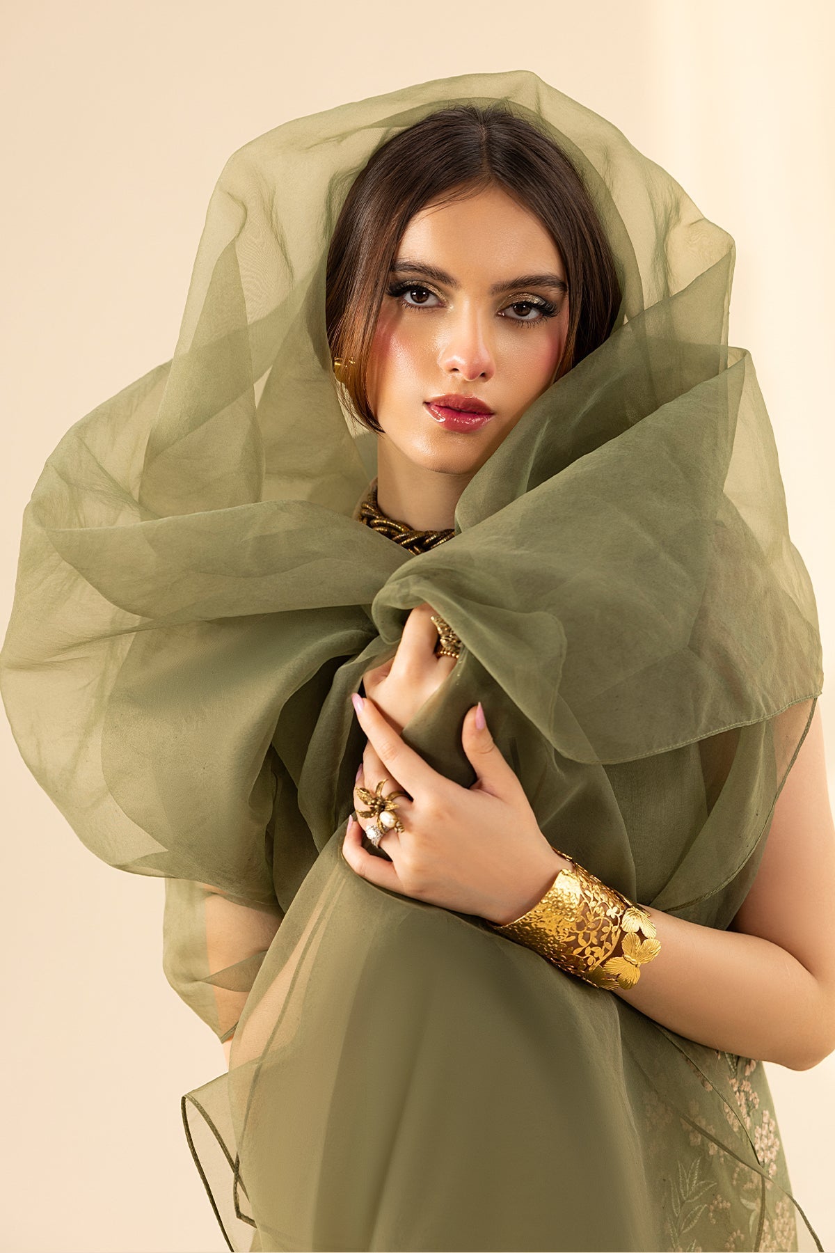 Erum Khan | Lillia Summer Edit | Olive Bloom - by - Libasekhas UK - Registered Vendor of : Erum Khan - 100% Original Designer Dresss