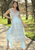 Layla Chatoor | Luxury Pret | Ice Blue Long Top - by Libasekhas UK - Registered Vendor of : Layla Chatoor - 100% Original Designer Dress
