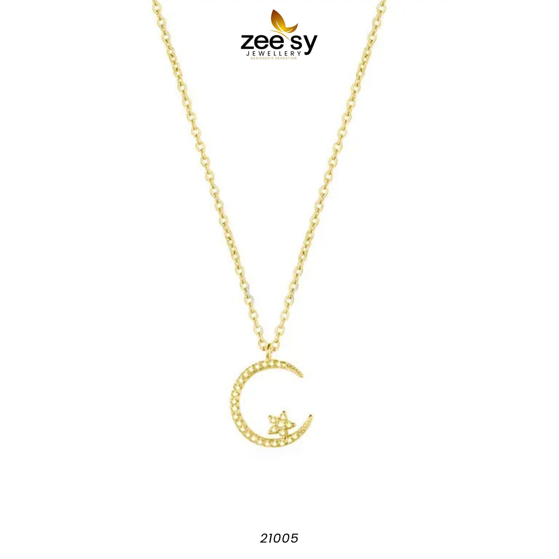 Chandi Moon Pendant (Silver 925) - by - Libasekhas UK - Registered Vendor of : Zeesy - 100% Original Designer Dresss