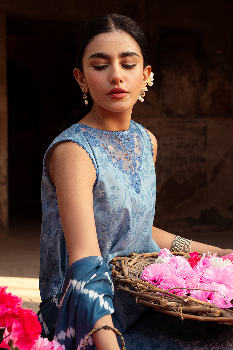 Cross Stitch | Premium Lawn 24 | BLUE SAND - by - Libasekhas UK - Registered Vendor of : Cross Stitch - 100% Original Designer Dresss
