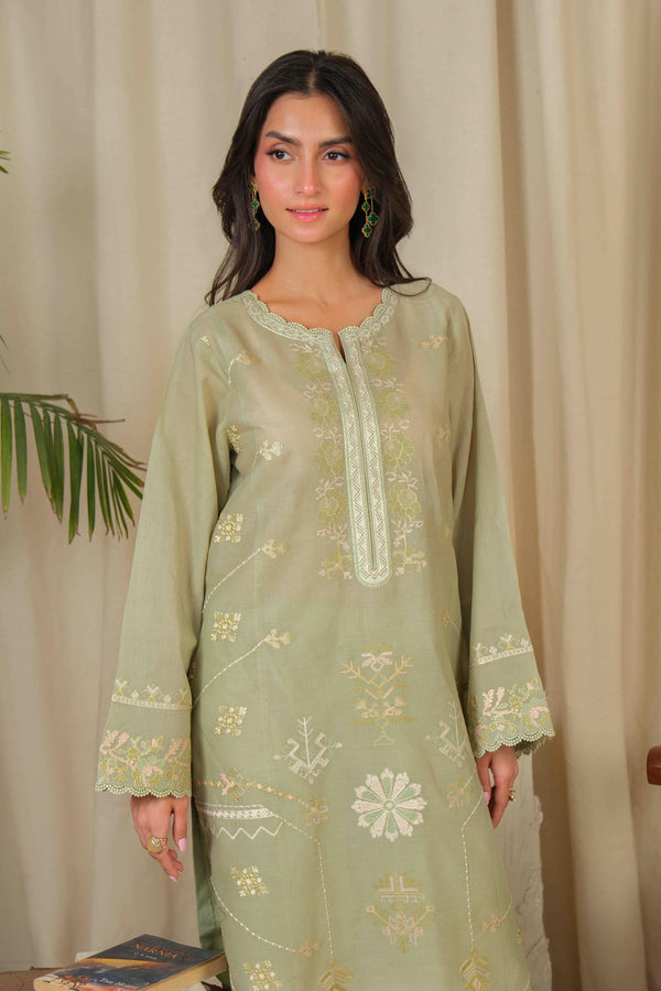 Noor by Saadia Asad | Noor Pret 25 | D4 - Muted Green - by Libasekhas UK - Registered Vendor of : Noor by Saadia Asad - 100% Original Designer Dress