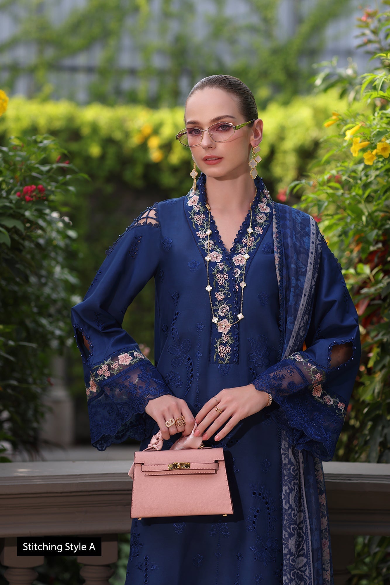 Noor by Saadia Asad | Eid Luxury Schiffli Laserkari 25 | D10- Royal Blue - by - Libasekhas UK - Registered Vendor of : Noor by Saadia Asad - 100% Original Designer Dresss