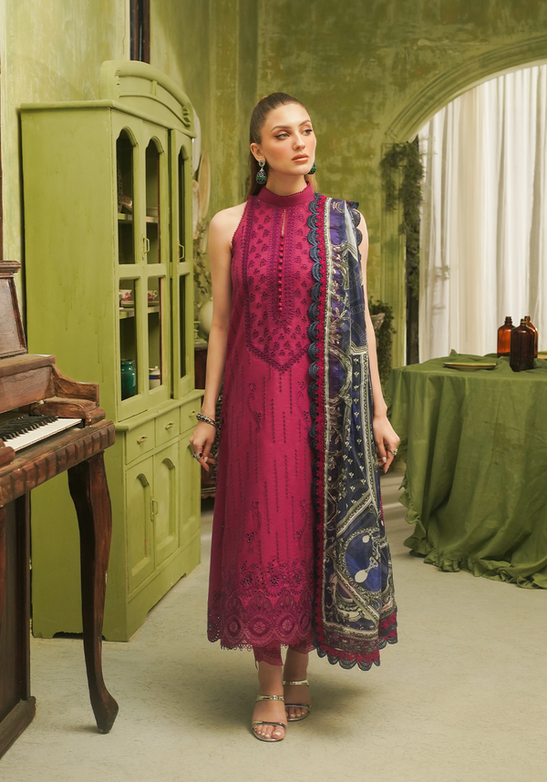 Zarqash | Tresor Luxury Lawn 24 | ZQT 0012 ROSA - by - Libasekhas UK - Registered Vendor of : Zarqash - 100% Original Designer Dresss