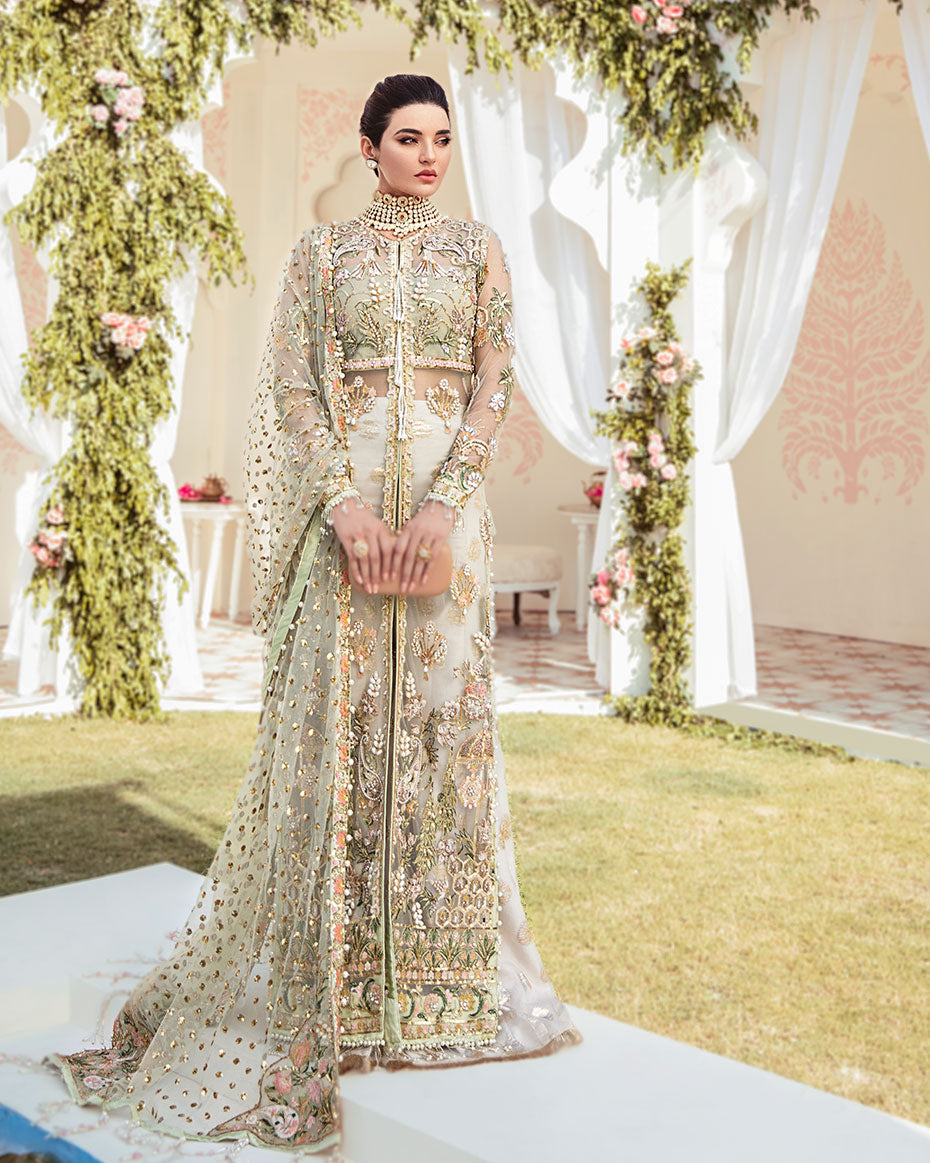 Gulaal | Wedding Formals | Cher Embroidered Net 3-Piece Suit WS-04 - by - Libasekhas UK - Registered Vendor of : Gulaal - 100% Original Designer Dresss