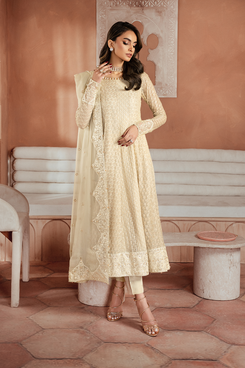Iznik | Chiffon Kari | ICK-06 Embroidered Chiffon - by - Libasekhas UK - Registered Vendor of : Iznik - 100% Original Designer Dresss