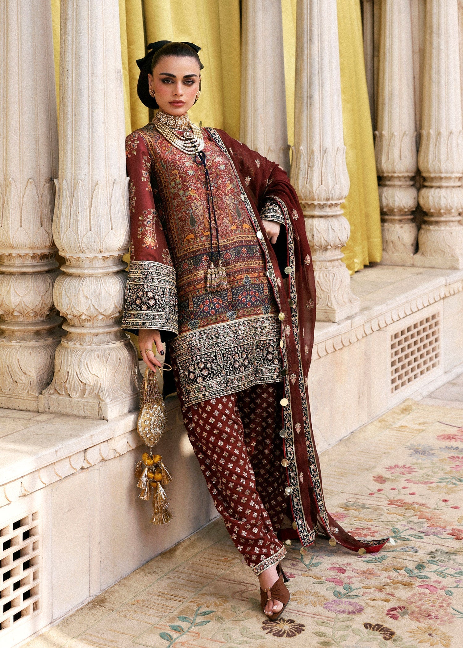 Hussain Rehar | Luxury Pret AW 25 | Brickelle - by Libasekhas UK - Registered Vendor of : Hussain Rehar - 100% Original Designer Dress