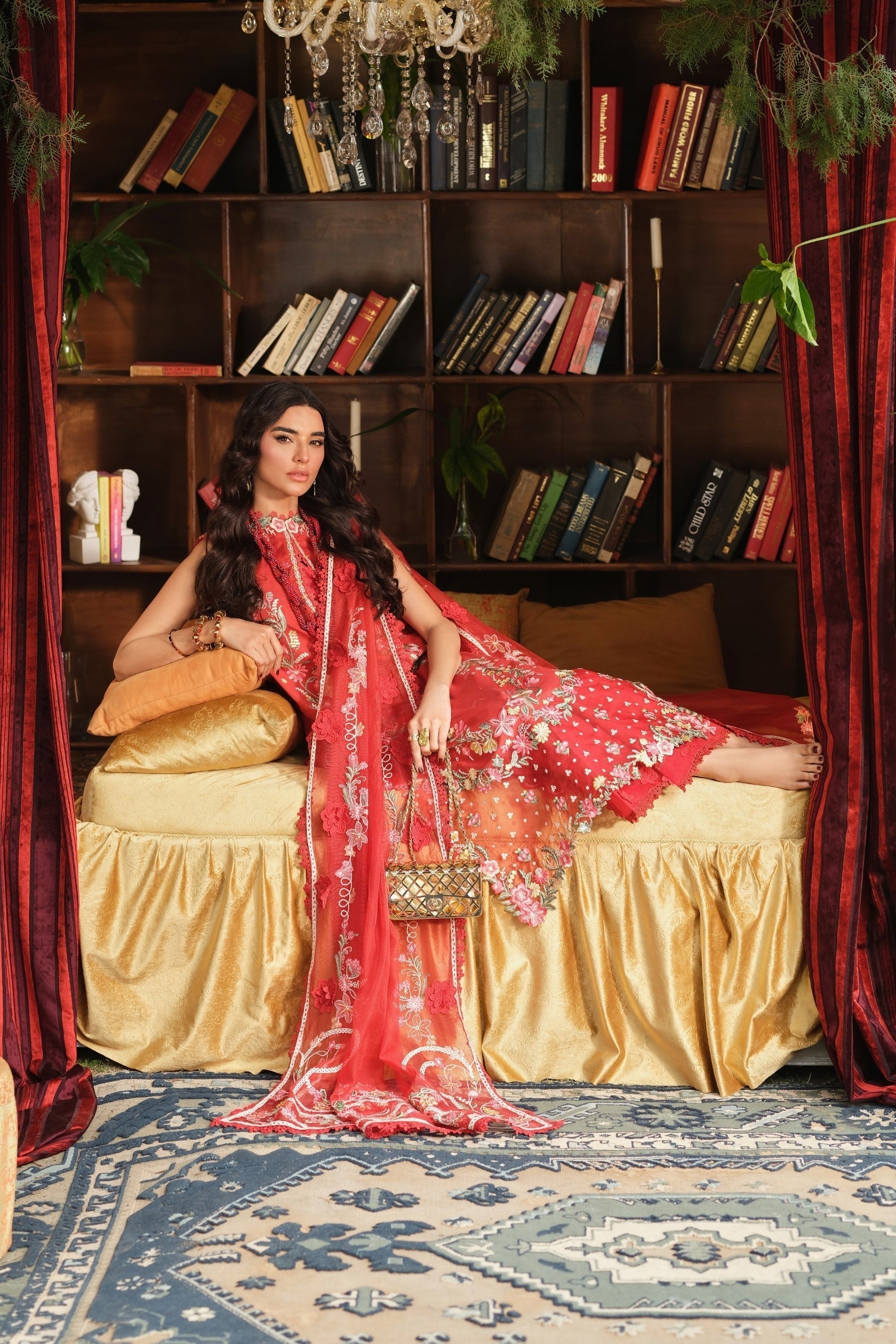 Maryam Hussain | Luxury Lawn 26 | Crimson - by Libasekhas UK - Registered Vendor of : Maryam Hussain - 100% Original Designer Dress