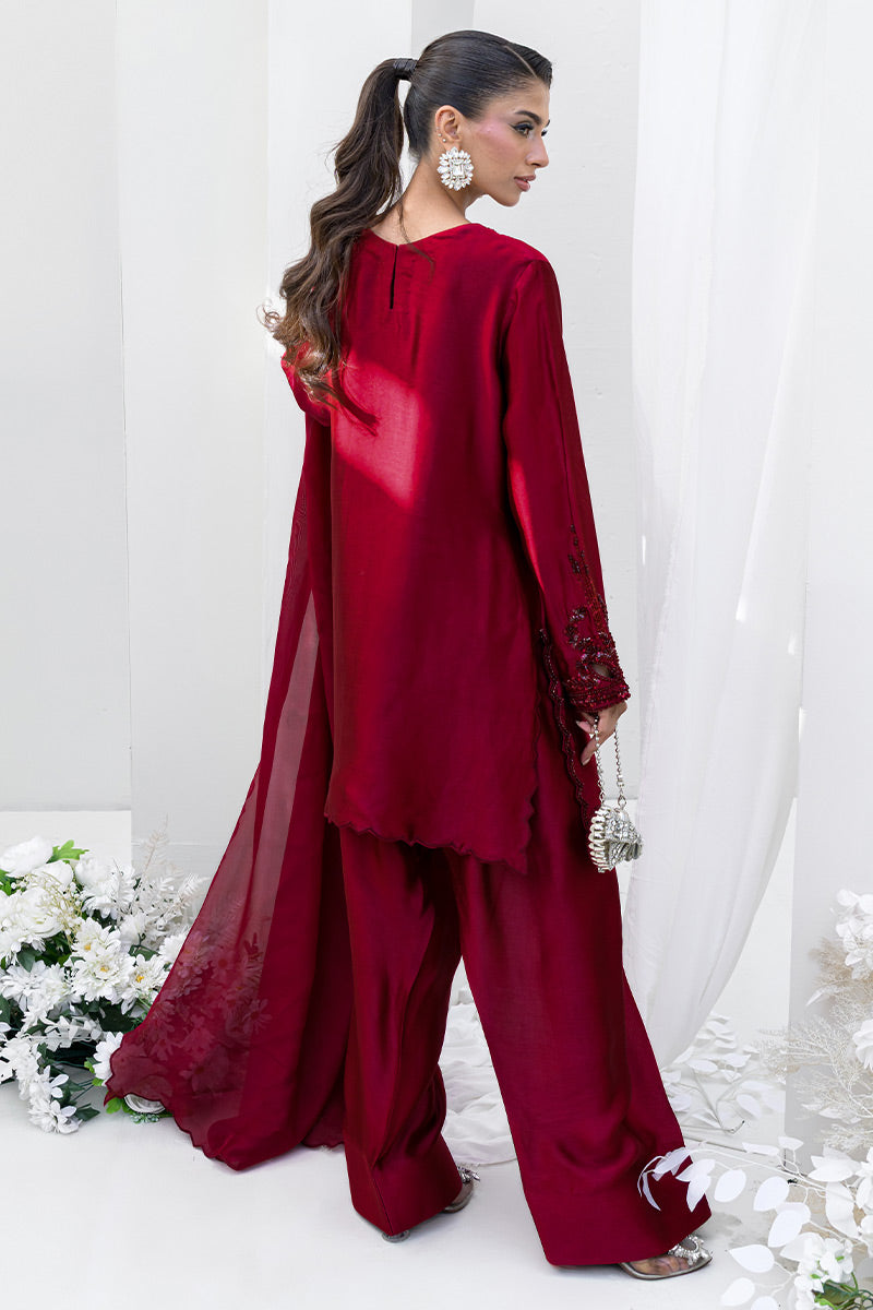 Chic Ophicial | Aarzu Luxe Pret | Ruby Veil - by Libasekhas UK - Registered Vendor of : Chic Ophicial - 100% Original Designer Dress