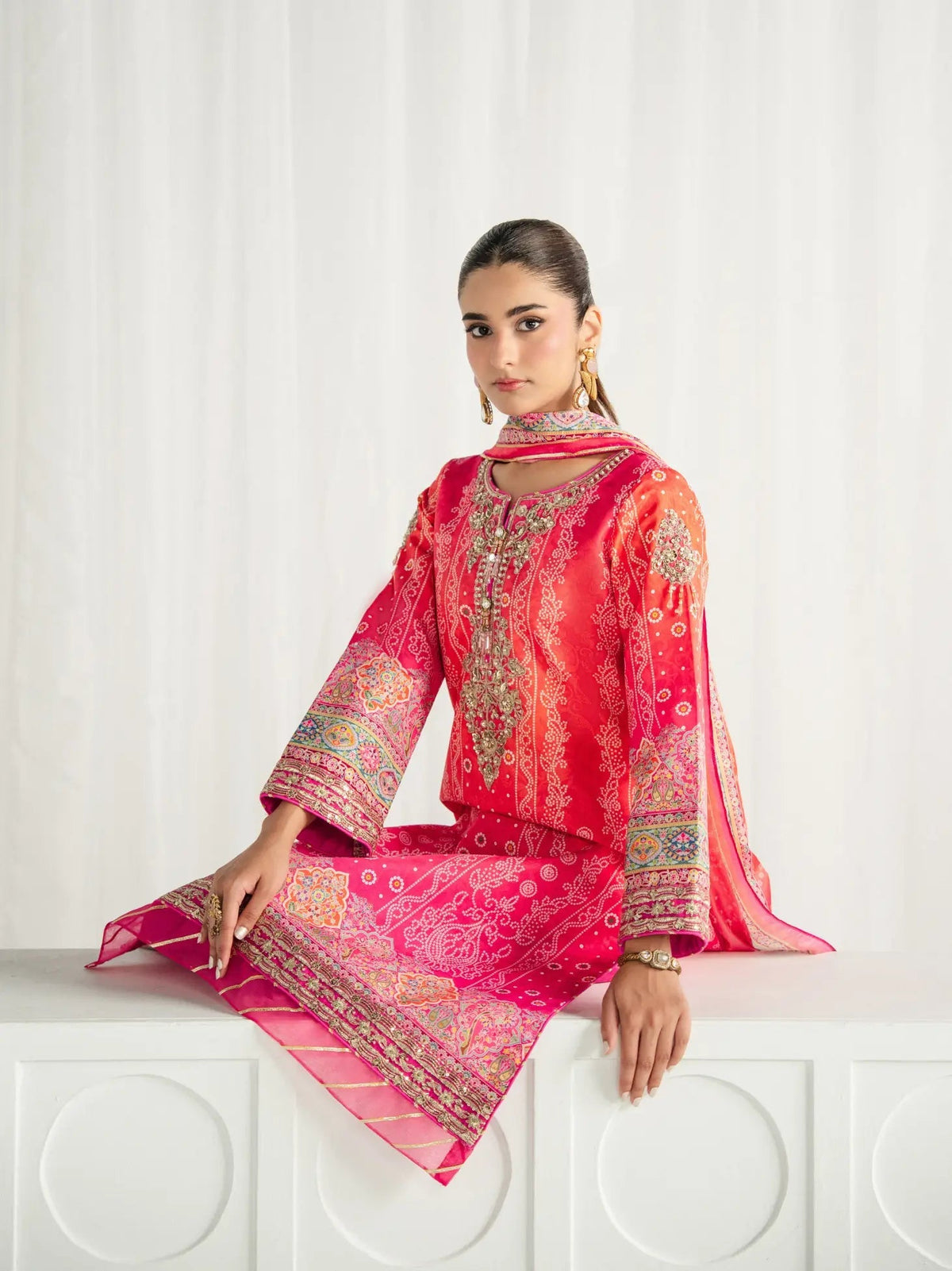 Gulaal | Aira Printed Silk | Marigold Dusk - by Libasekhas UK - Registered Vendor of : Gulaal - 100% Original Designer Dress
