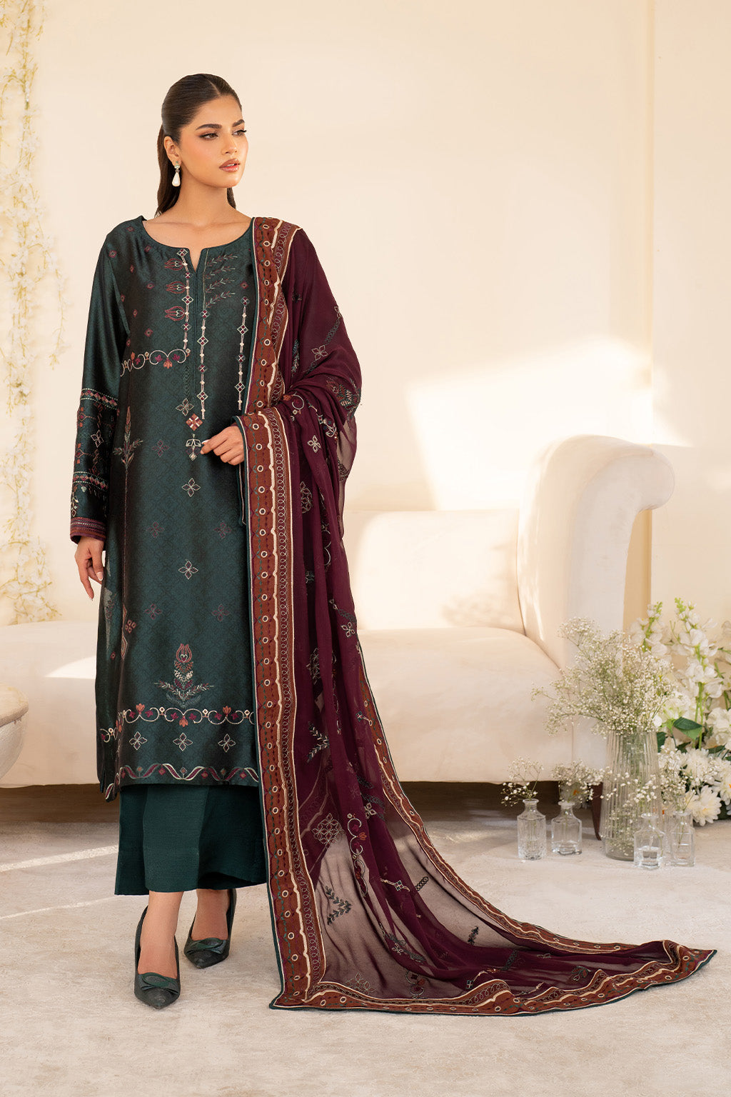 Iznik | Festive Formal | UE-435 Embroidered Pure silk - by Libasekhas UK - Registered Vendor of : Iznik - 100% Original Designer Dress