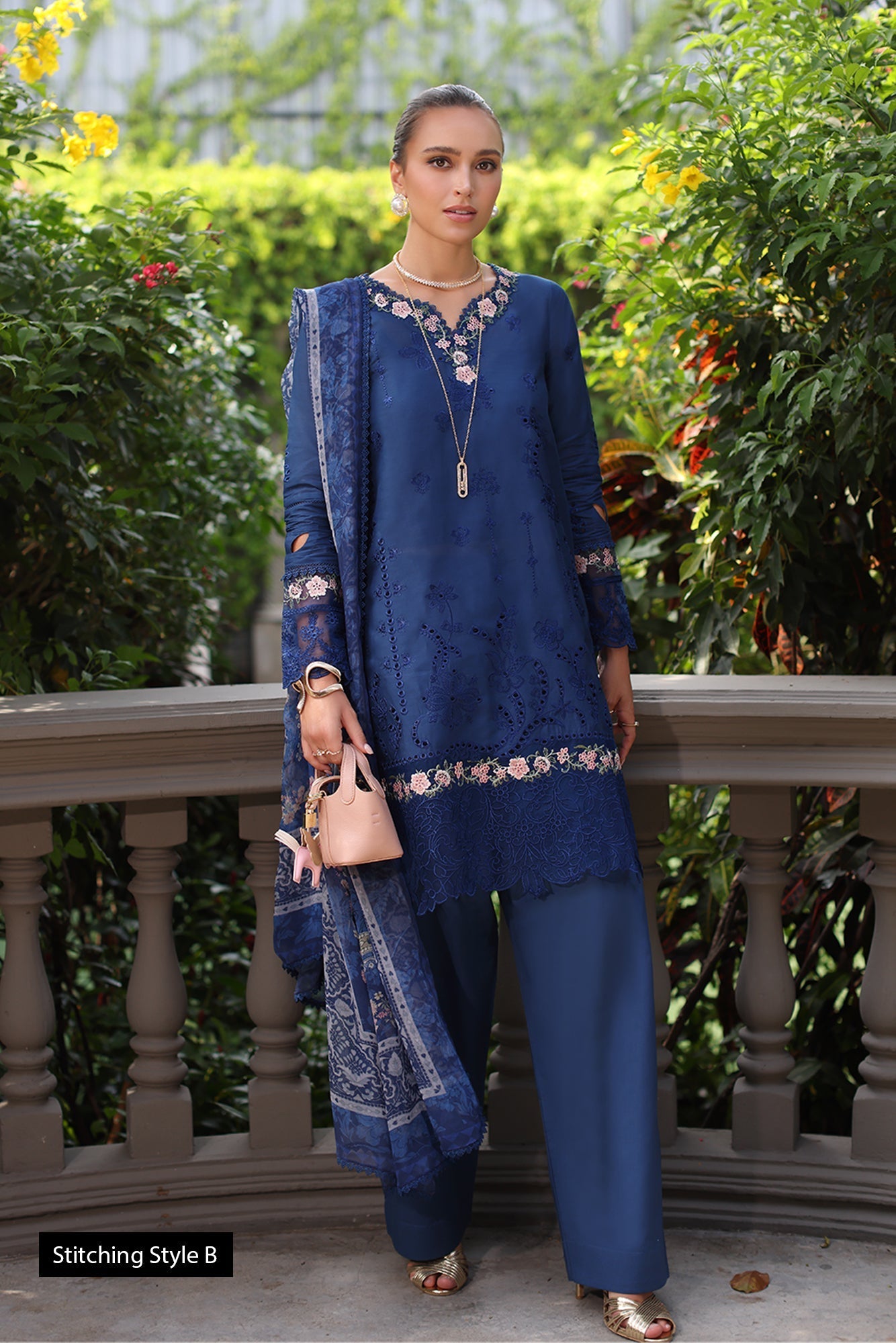 Noor by Saadia Asad | Eid Luxury Schiffli Laserkari 25 | D10- Royal Blue - by - Libasekhas UK - Registered Vendor of : Noor by Saadia Asad - 100% Original Designer Dresss