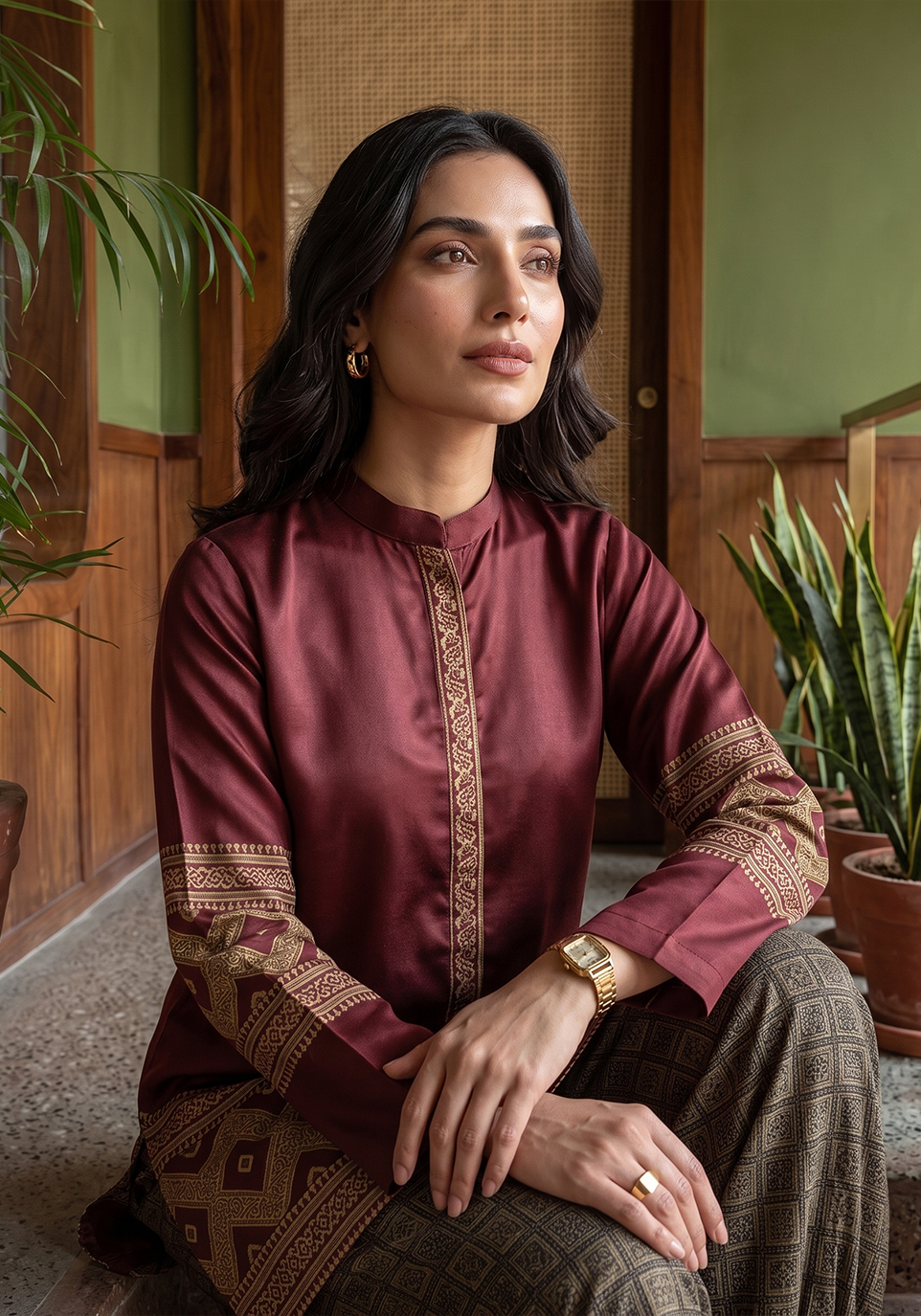 Zarqash | Silk Edit 26 | Maroon Mosaic - by Libasekhas UK - Registered Vendor of : Zarqash - 100% Original Designer Dress