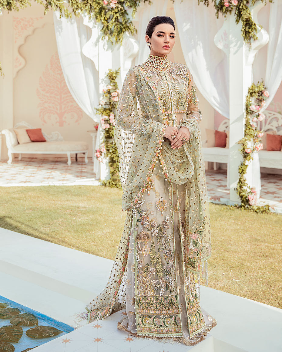 Gulaal | Wedding Formals | Cher Embroidered Net 3-Piece Suit WS-04 - by - Libasekhas UK - Registered Vendor of : Gulaal - 100% Original Designer Dresss