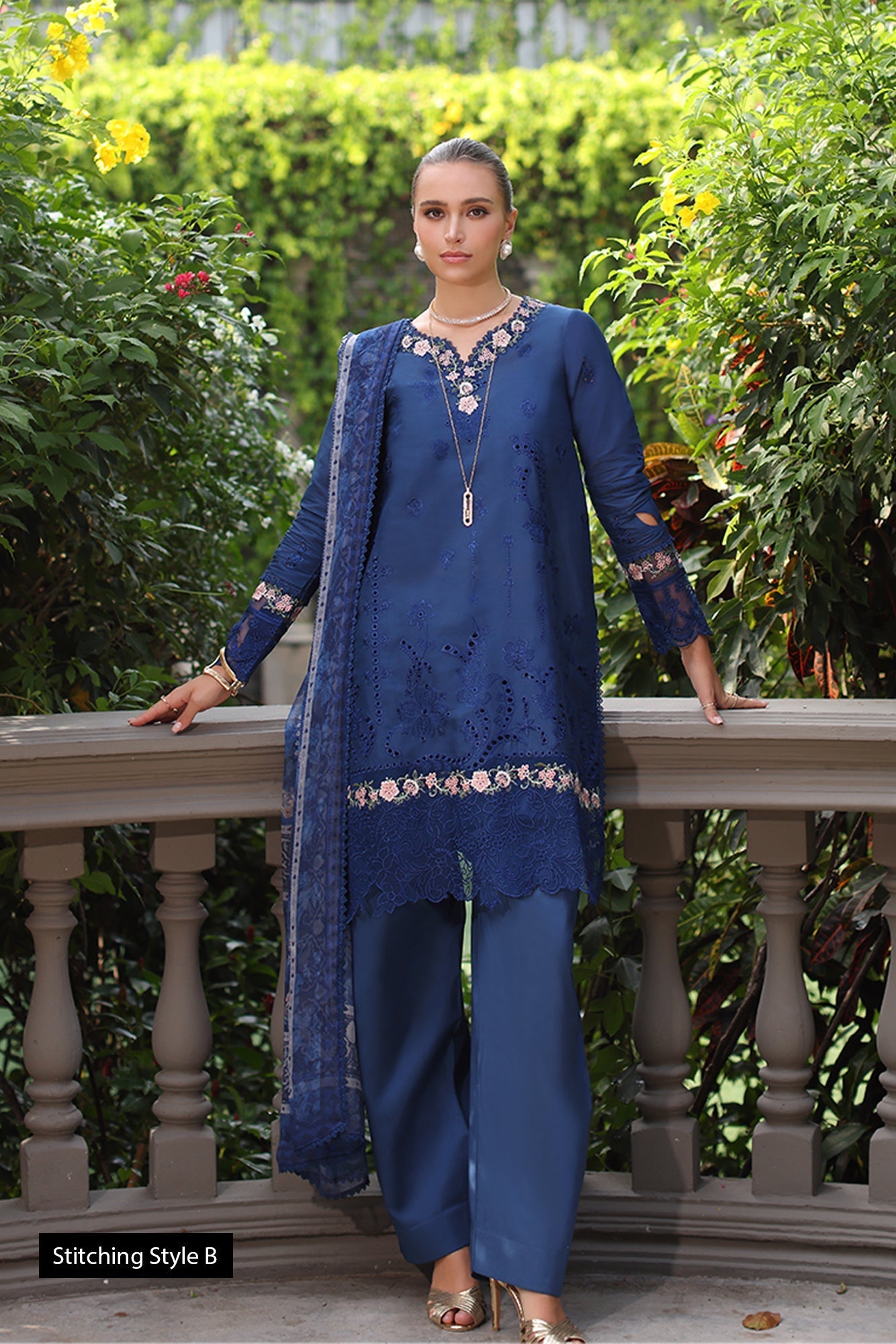 Noor by Saadia Asad | Eid Luxury Schiffli Laserkari 25 | D10- Royal Blue - by - Libasekhas UK - Registered Vendor of : Noor by Saadia Asad - 100% Original Designer Dresss