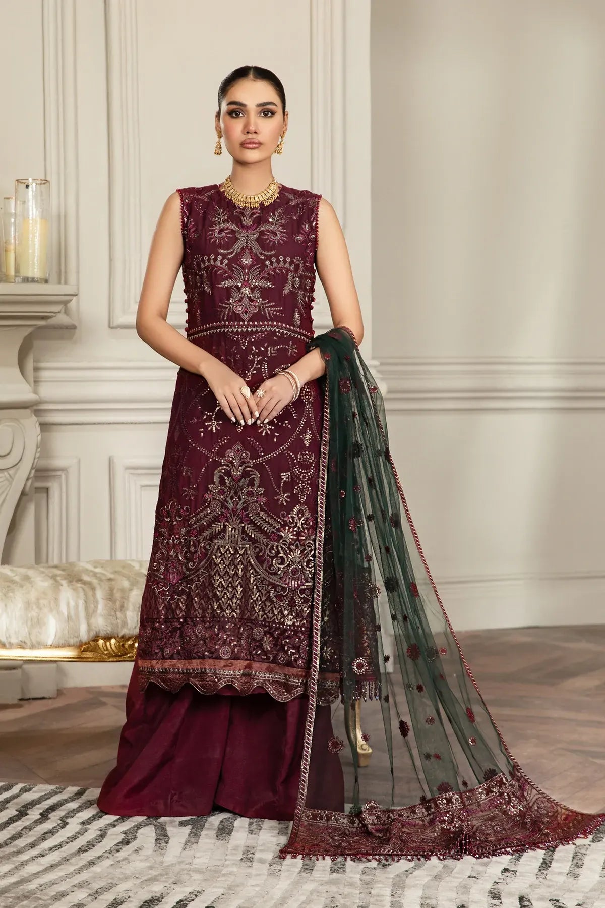 Zarif | Mehroz Formals | Berry Wood - by - Libasekhas UK - Registered Vendor of : Zarif - 100% Original Designer Dresss