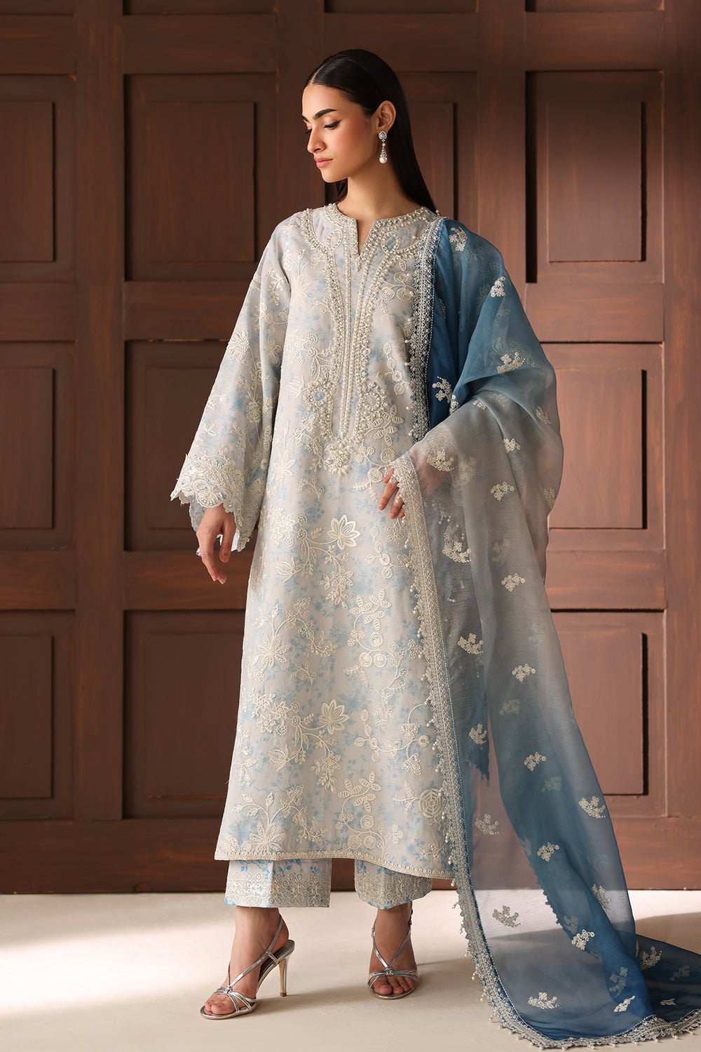 Baroque | Formals Collection | EMBROIDERED COTTON NET UF-4485 - by Libasekhas UK - Registered Vendor of : Baroque - 100% Original Designer Dress