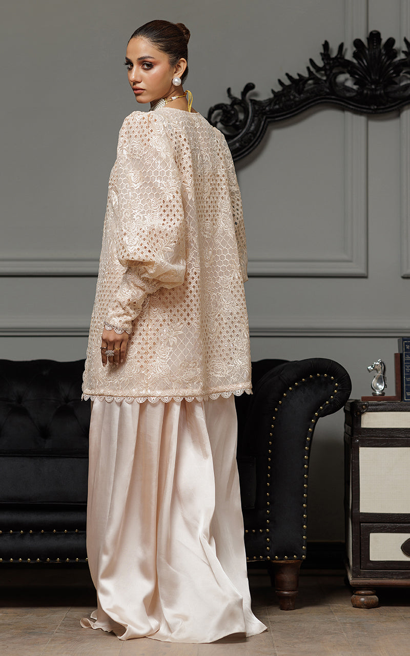 Threads and Motifs | Formal Dresses 25 | Organza Embroidered Jacket With Embroidered Tube And Skirt - by Libasekhas UK - Registered Vendor of : Threads and Motifs - 100% Original Designer Dress