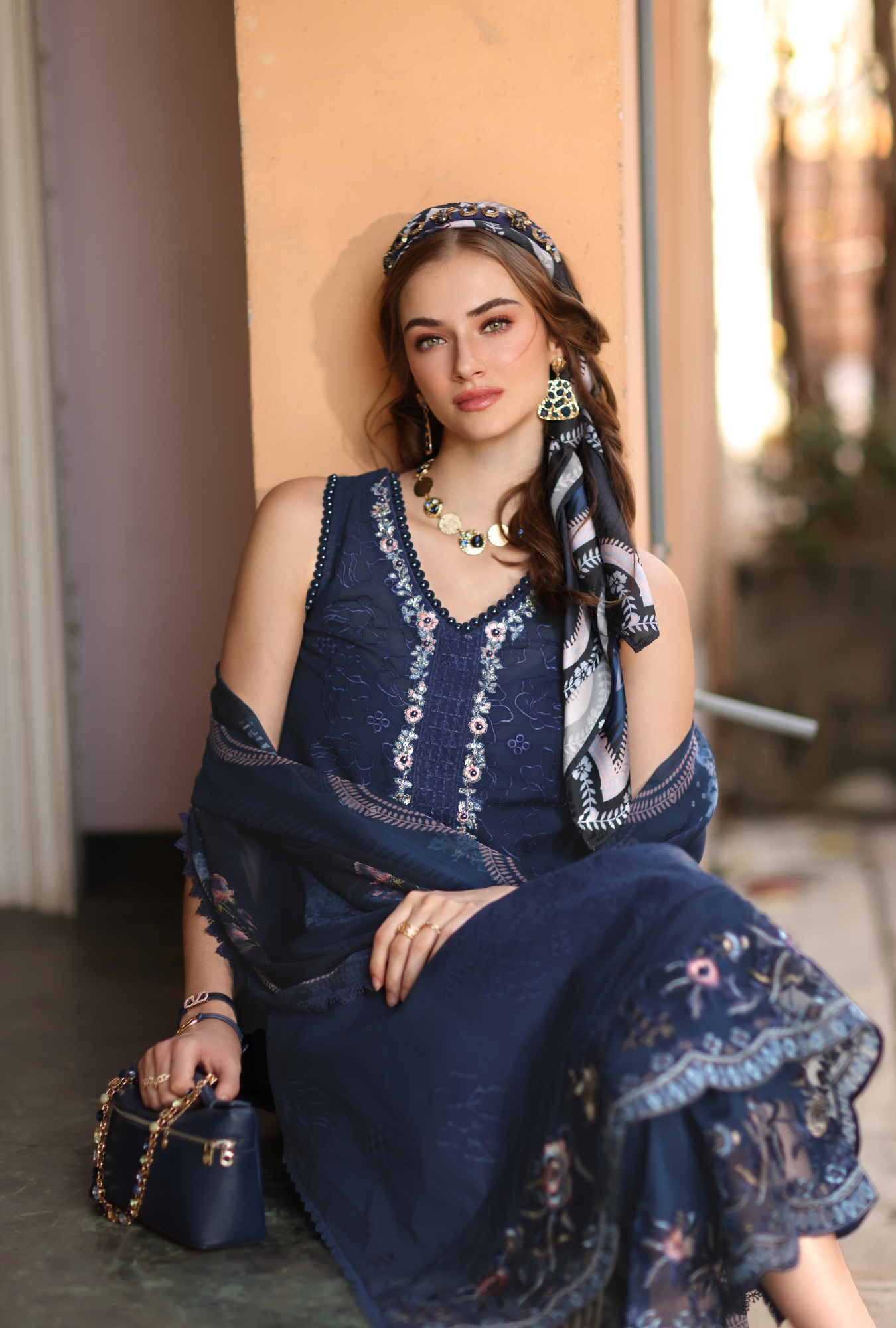 Noor by Saadia Asad | Eid Luxe Printkhaas 26 | D6 - A - Imperial Blue - by Libasekhas UK - Registered Vendor of : Noor by Saadia Asad - 100% Original Designer Dress