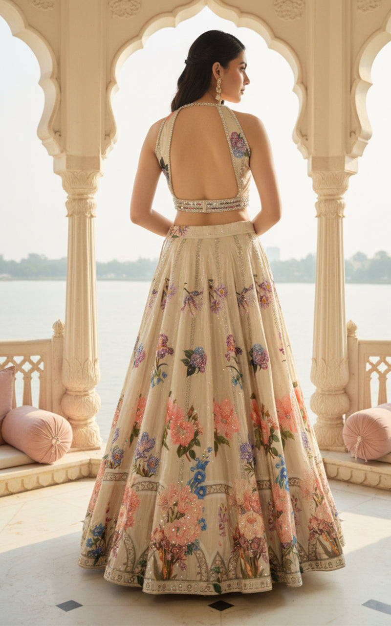 Threads and Motifs | Formal Outfits | Blouse With Printed Lehenga - by Libasekhas UK - Registered Vendor of : Threads and Motifs - 100% Original Designer Dress