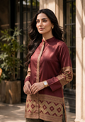 Zarqash | Silk Edit 26 | Maroon Mosaic - by Libasekhas UK - Registered Vendor of : Zarqash - 100% Original Designer Dress