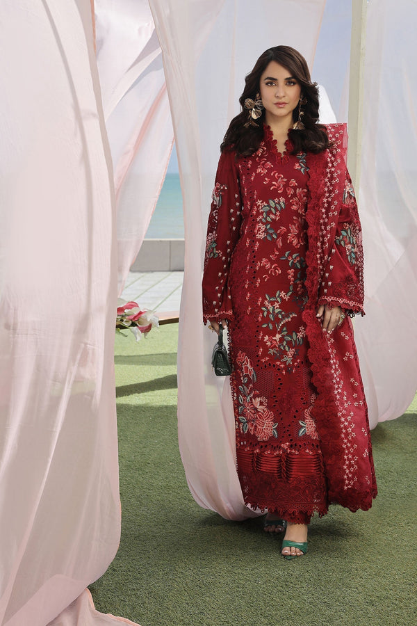 Maryam Hussain | Luxury Lawn 24 | CRIMSON - by - Libasekhas UK - Registered Vendor of : Maryam Hussain - 100% Original Designer Dresss