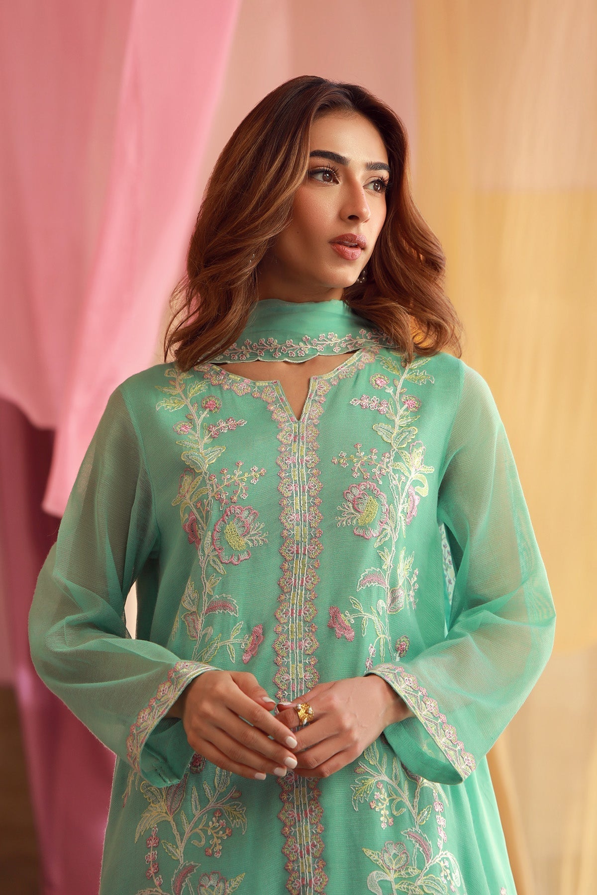 Sahar | Luxe Pret 25 | Mint Petal - by - Libasekhas UK - Registered Vendor of : Sahar - 100% Original Designer Dresss