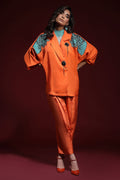 Wardha Saleem | Luxury Pret Fusion Wear | PANTHERA (ORANGE) CORD-SET (2PC) - by - Libasekhas UK - Registered Vendor of : Wardha Saleem - 100% Original Designer Dresss