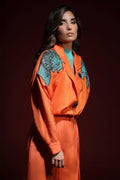 Wardha Saleem | Luxury Pret Fusion Wear | PANTHERA (ORANGE) CORD-SET (2PC) - by - Libasekhas UK - Registered Vendor of : Wardha Saleem - 100% Original Designer Dresss